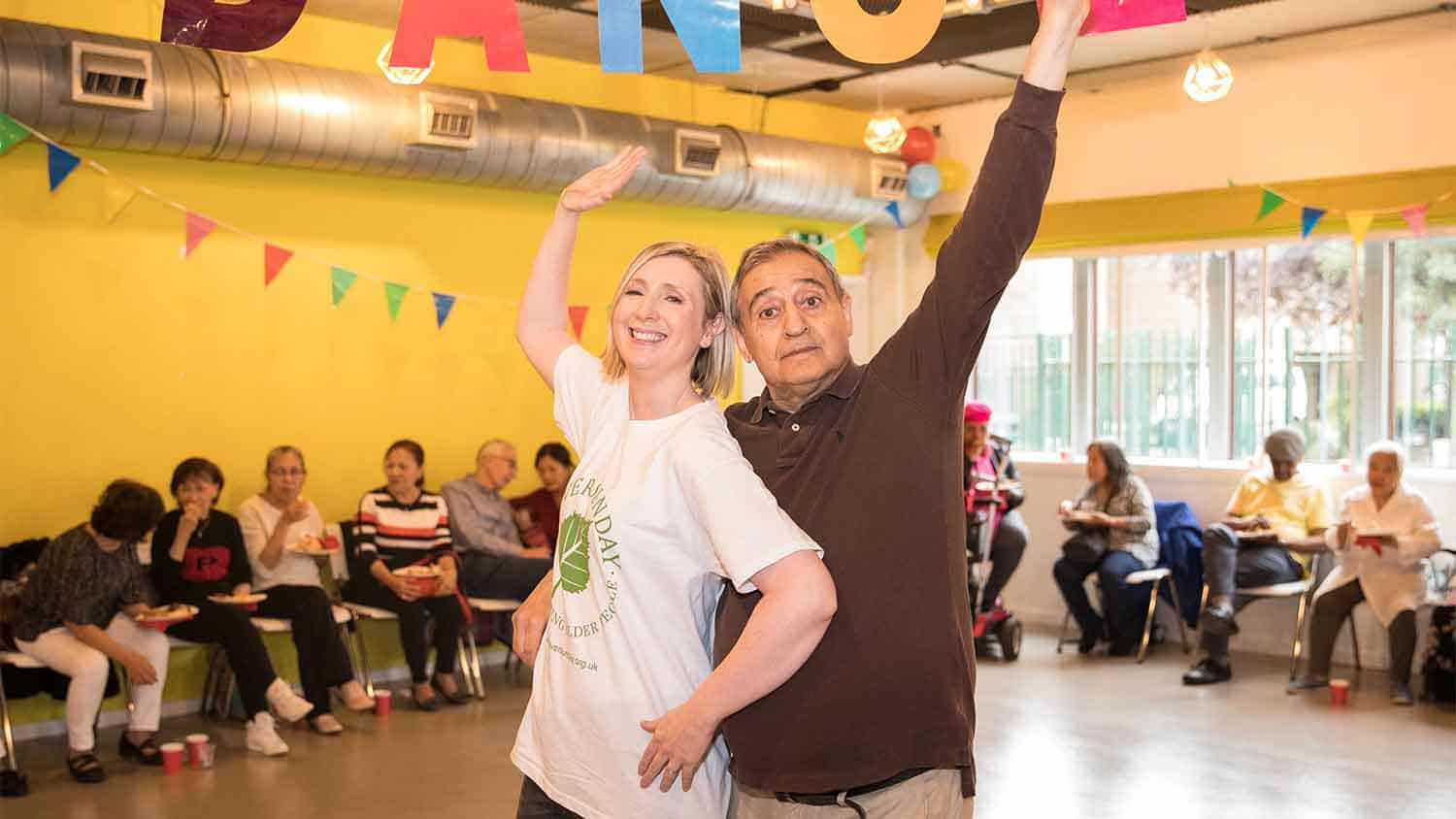 A couple celebrating dancing