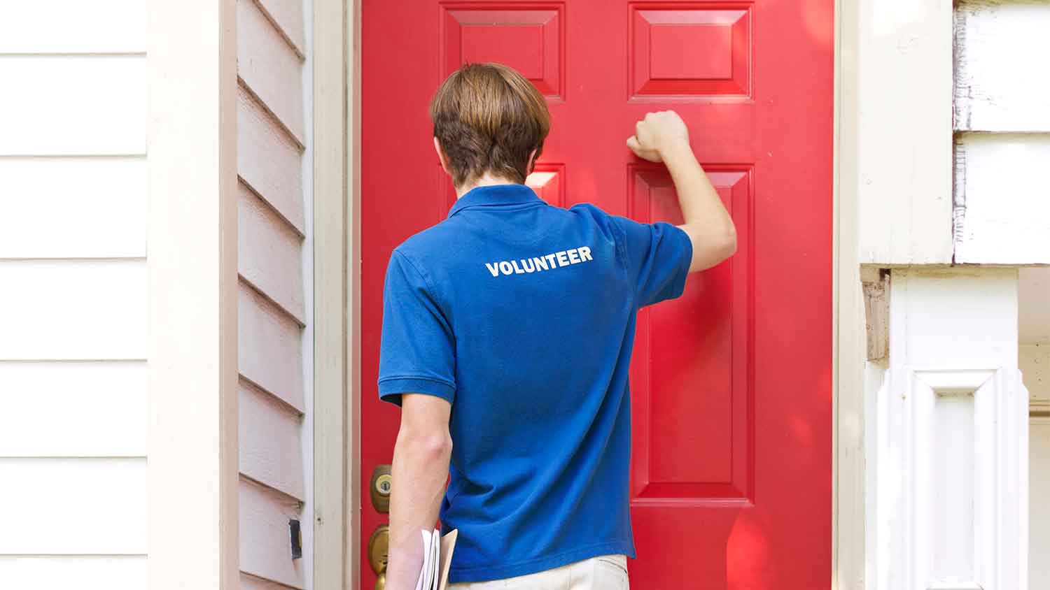 Man knocking at a door