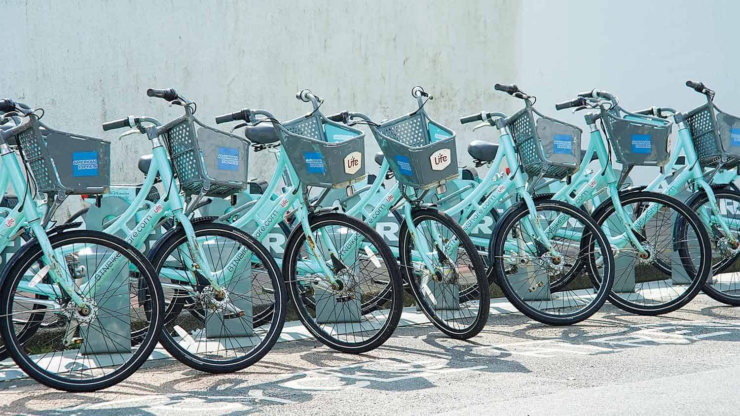 row of bicycles