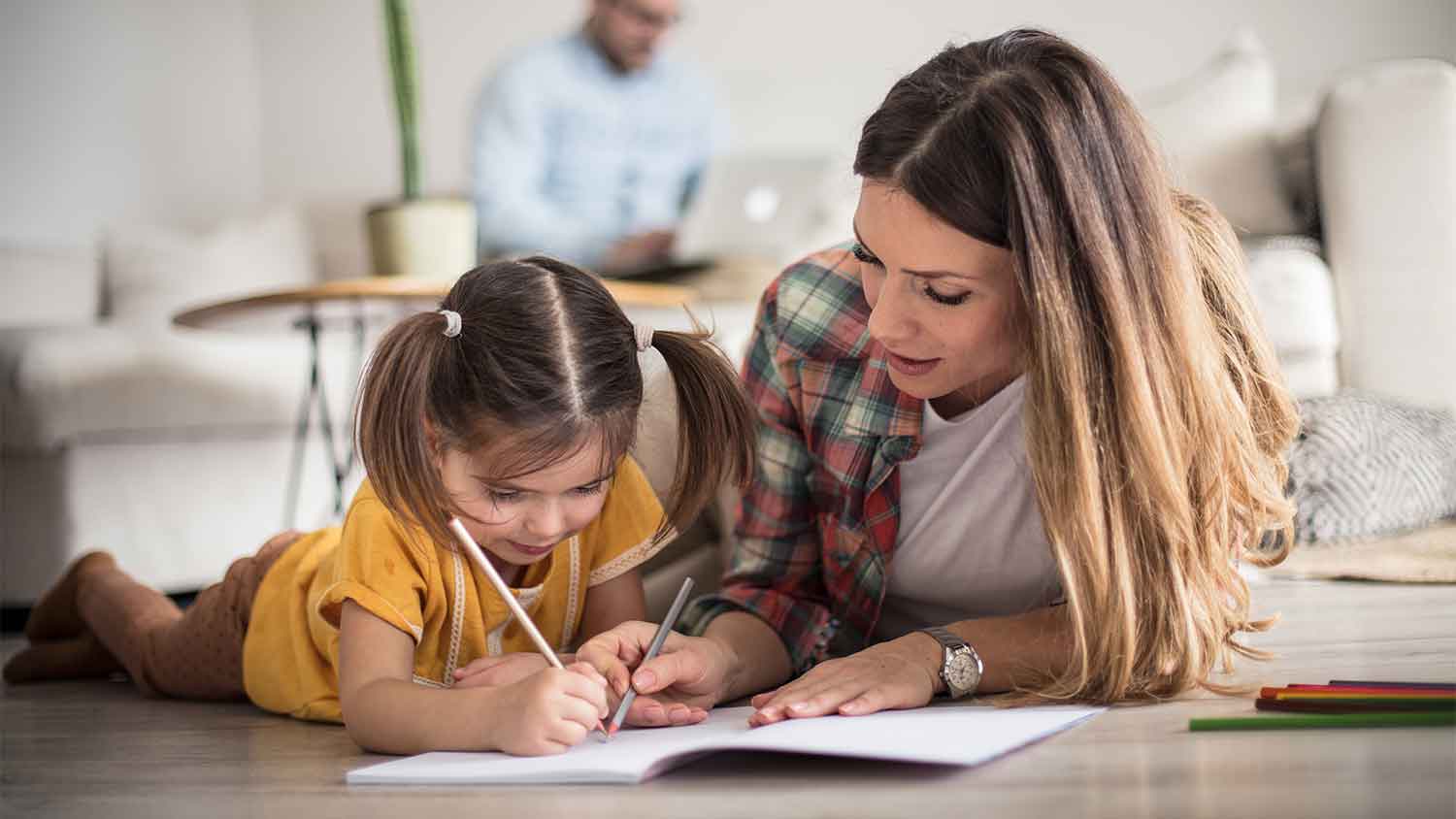 mother and daughter working