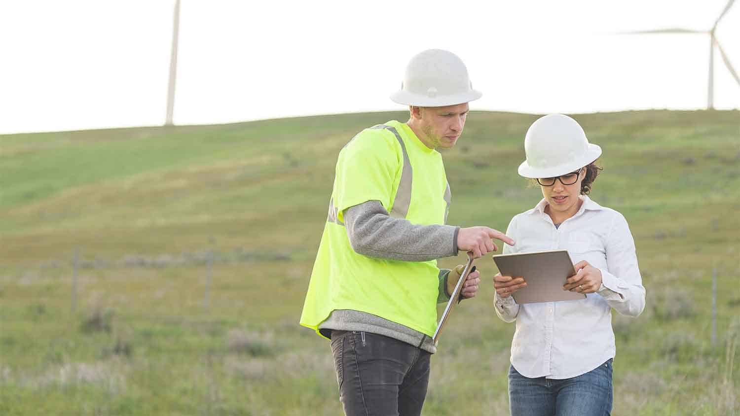 Engineers in a field