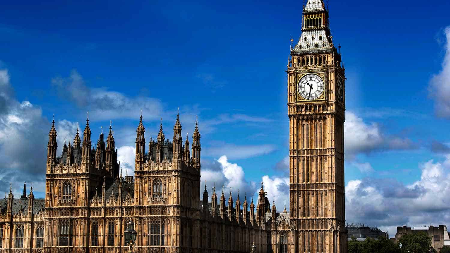 British parliament on a sunny day