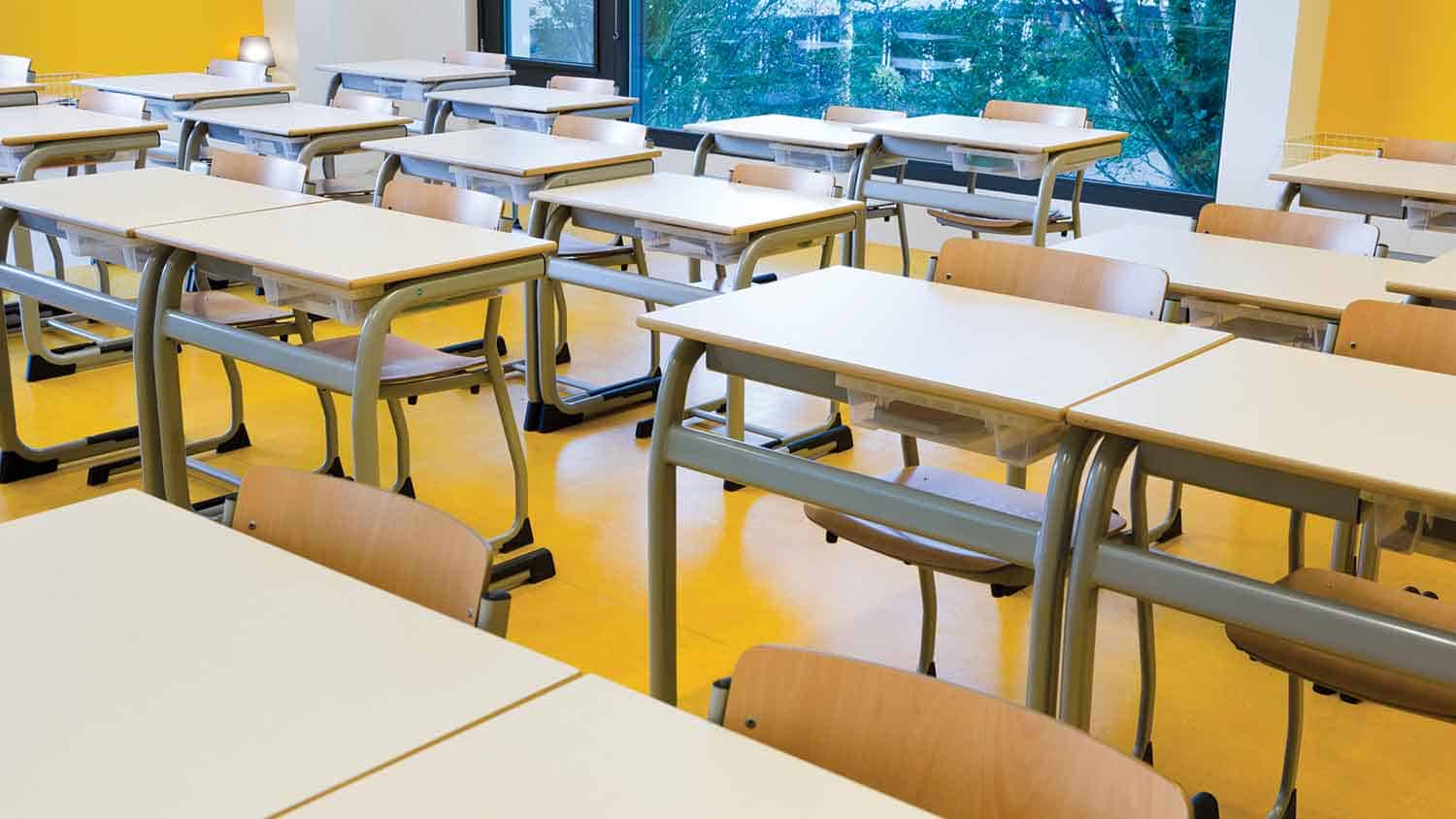 Empty school desks