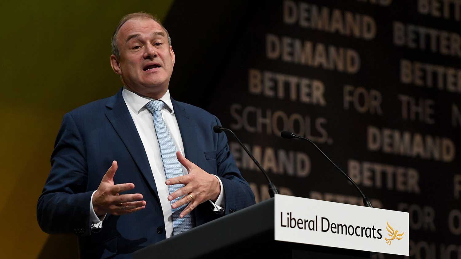 Sir Ed Davy talking at the Lib Dem conference