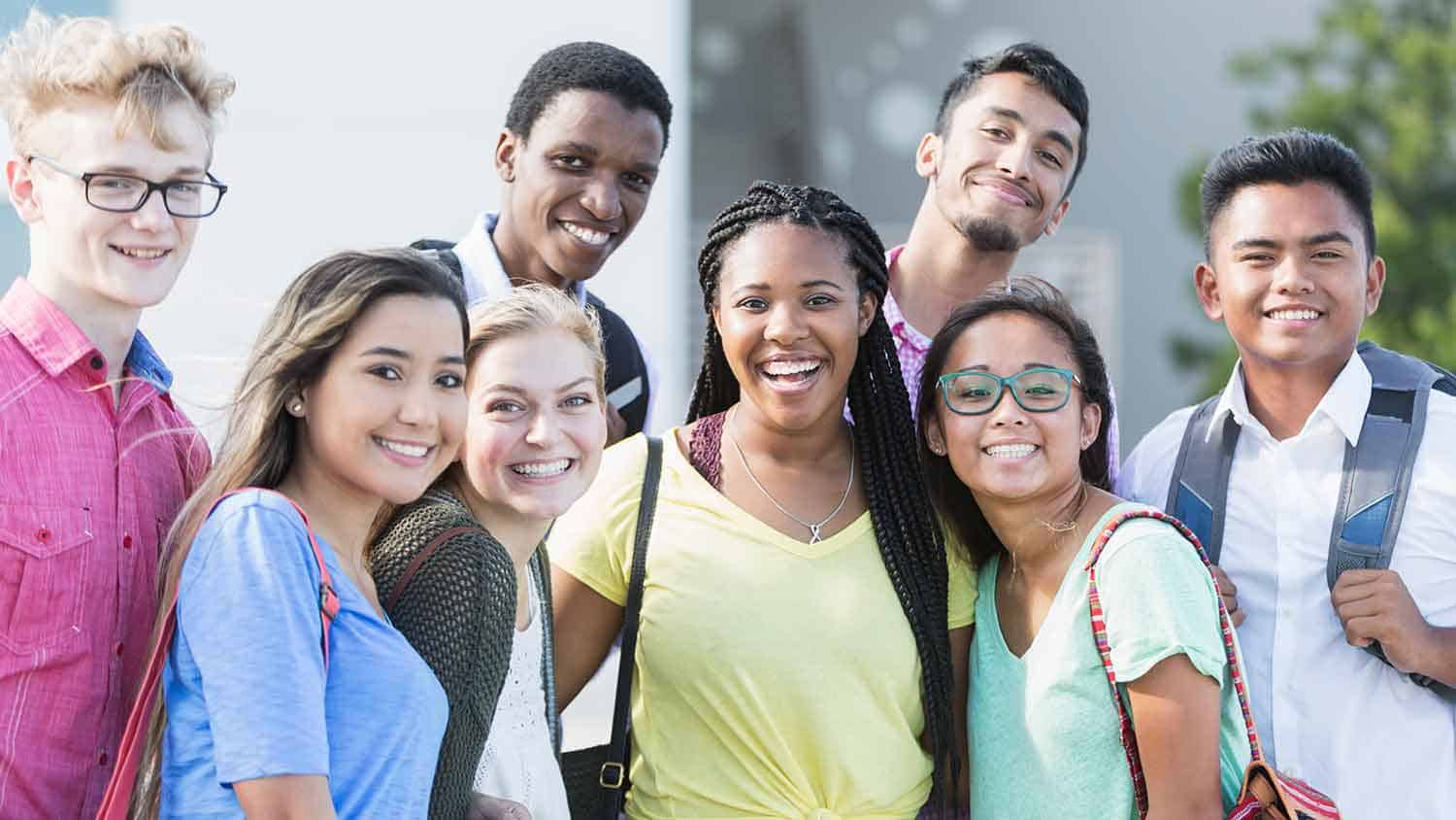 Smiling group of young students