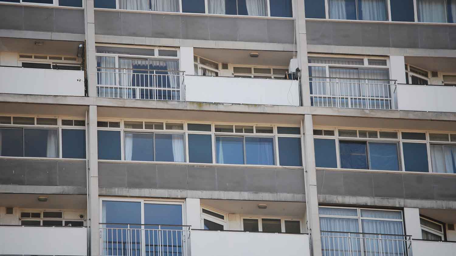 A close up of a social housing block