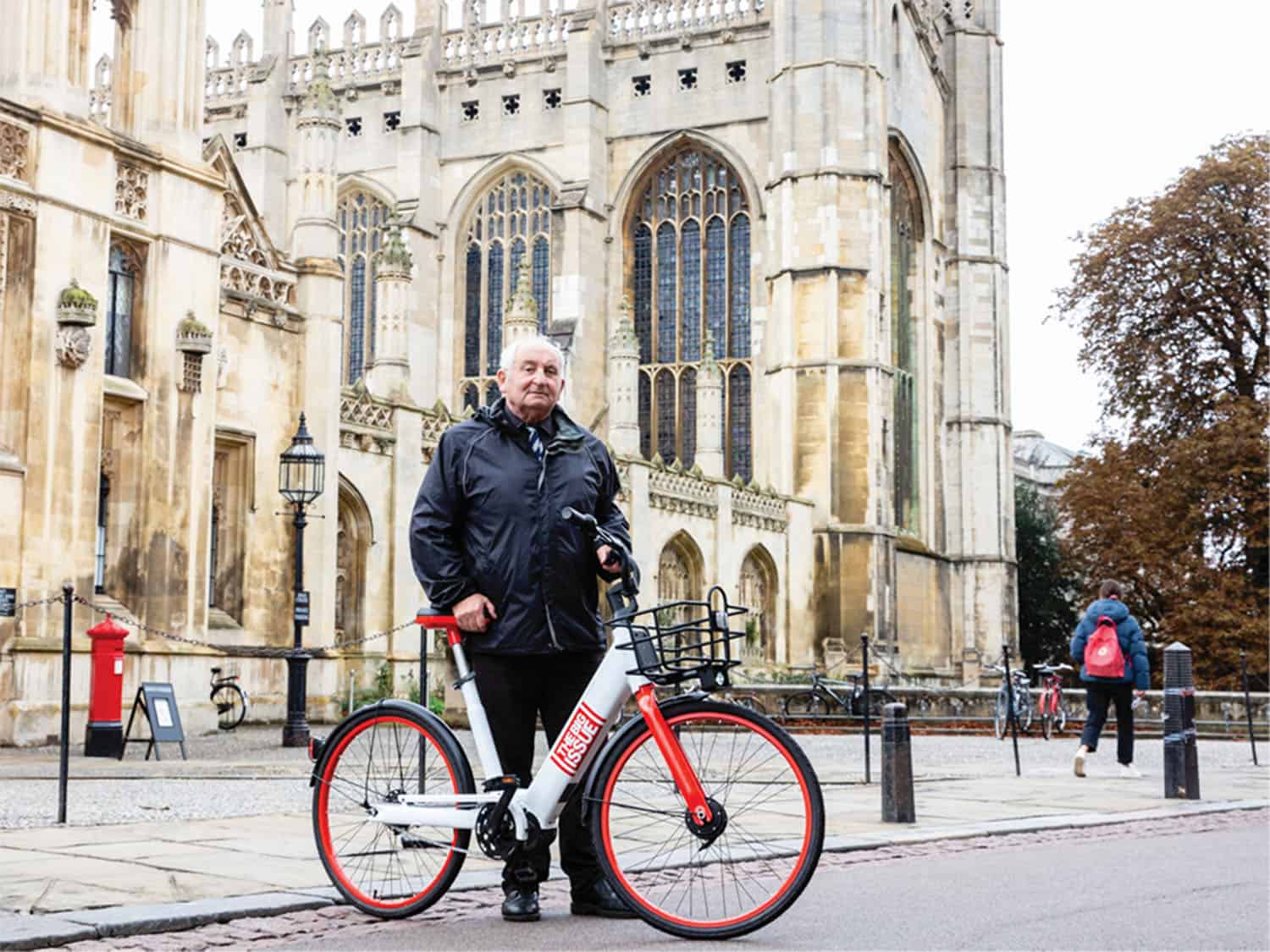 Lord Bird posing with a Big Issue bike