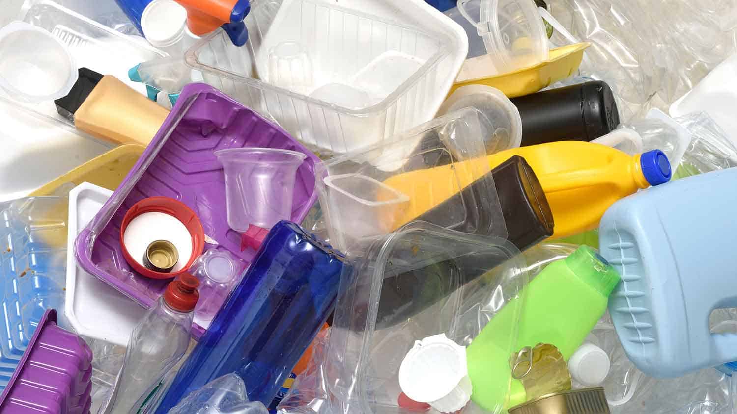 Different styles and types of plastic piled up