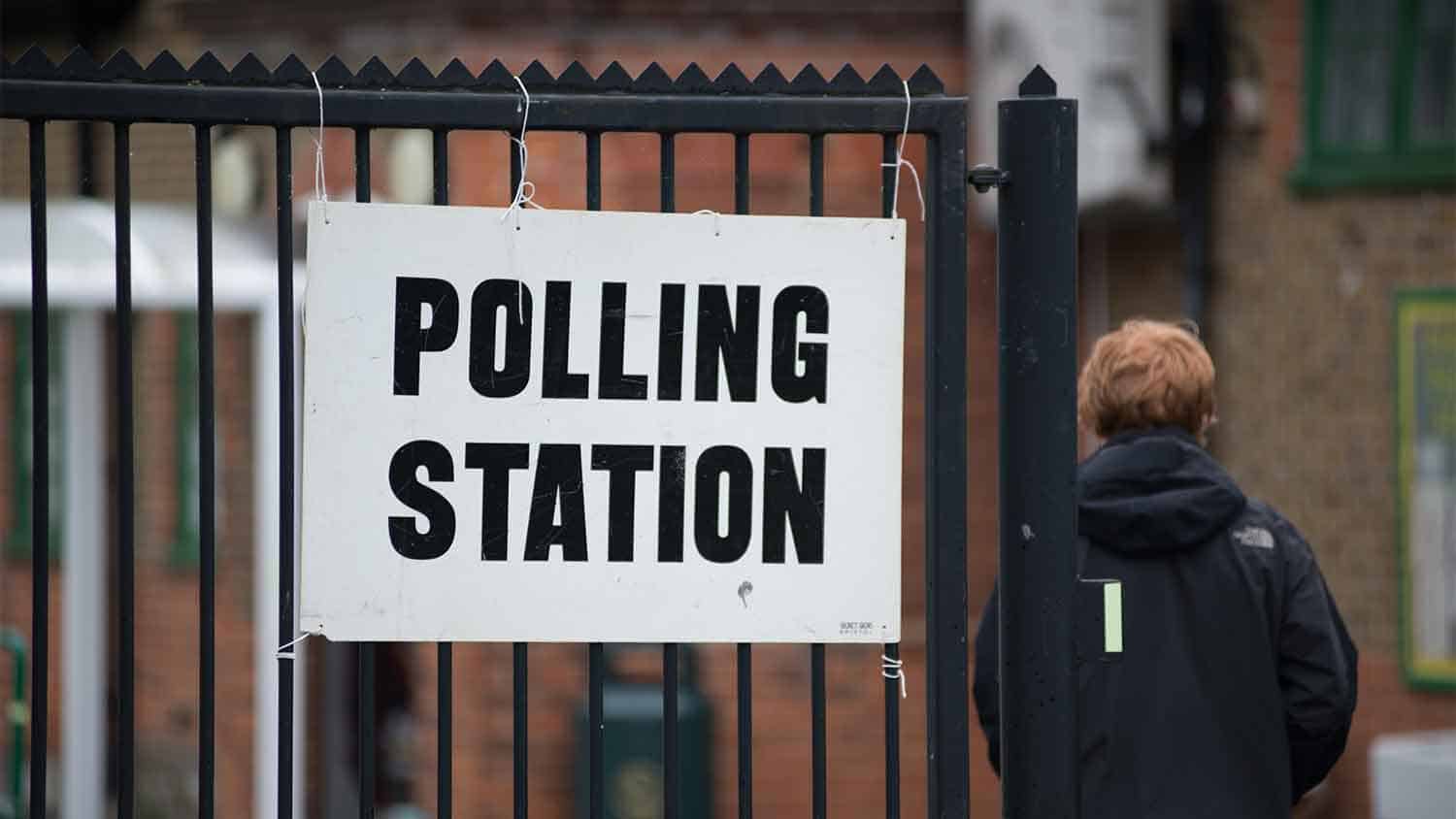 Polling station sign