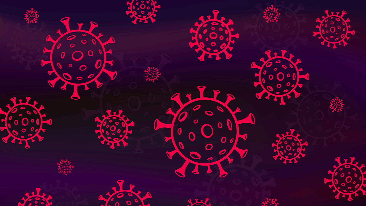Cartoon images of the covid virus.