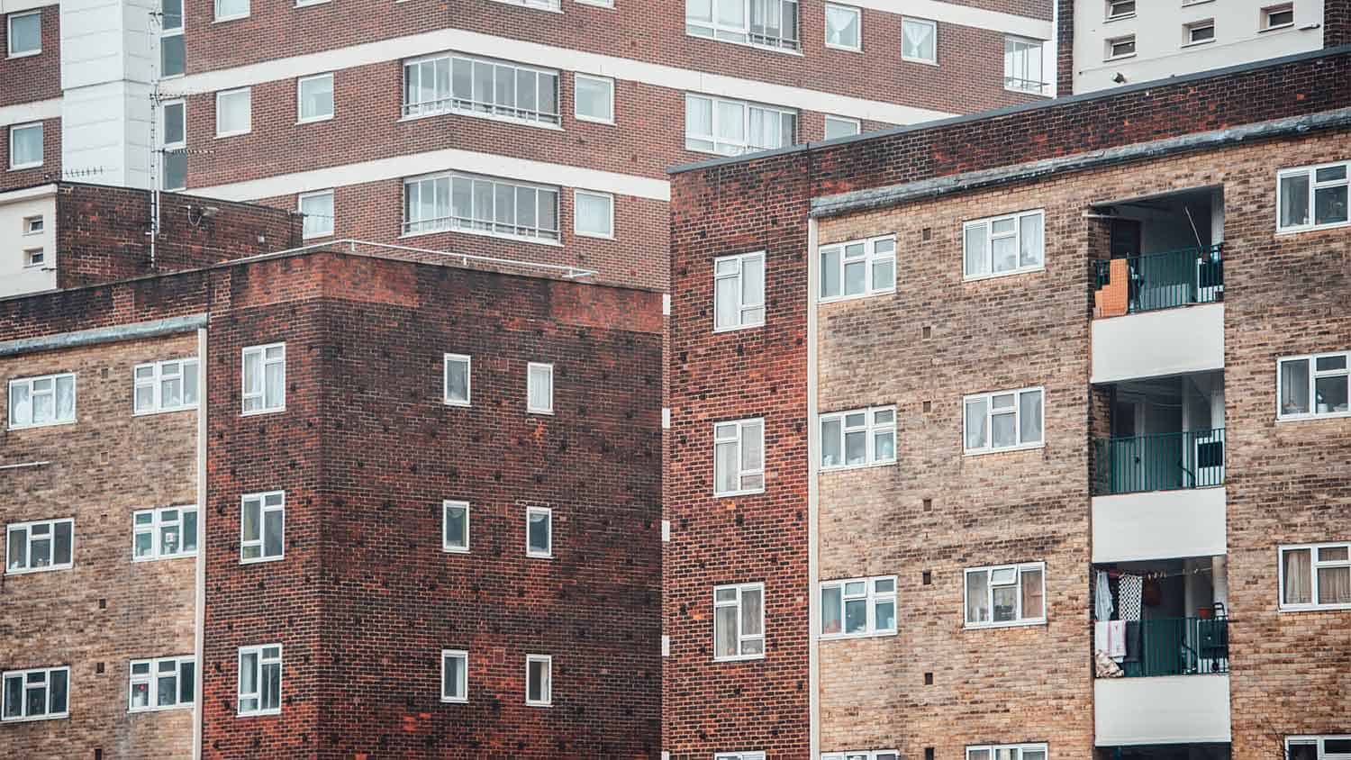 Old blocks of run down flats