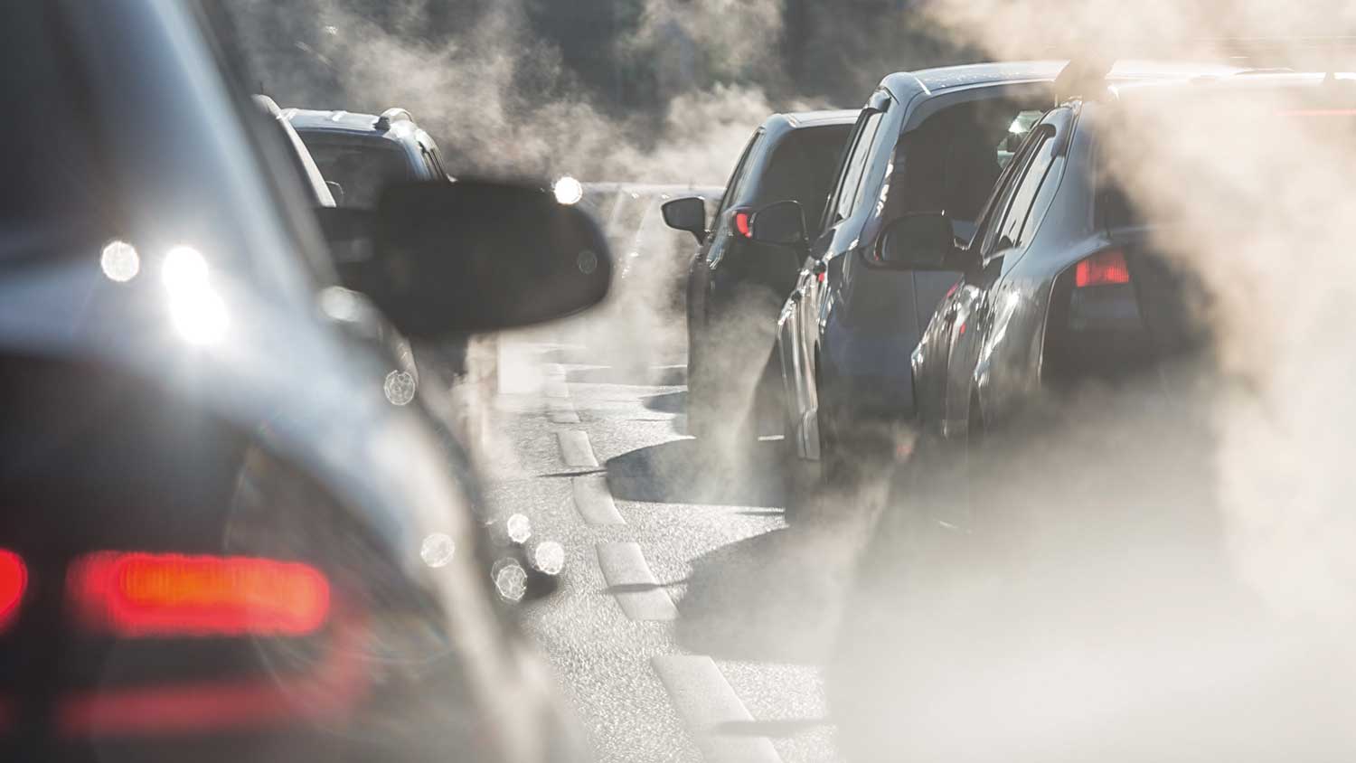 Cars emitting pollution