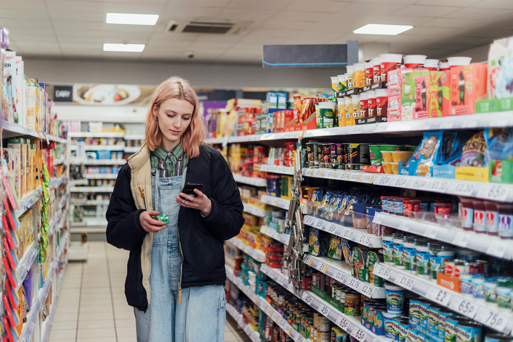 young woman shopping in the supermarket