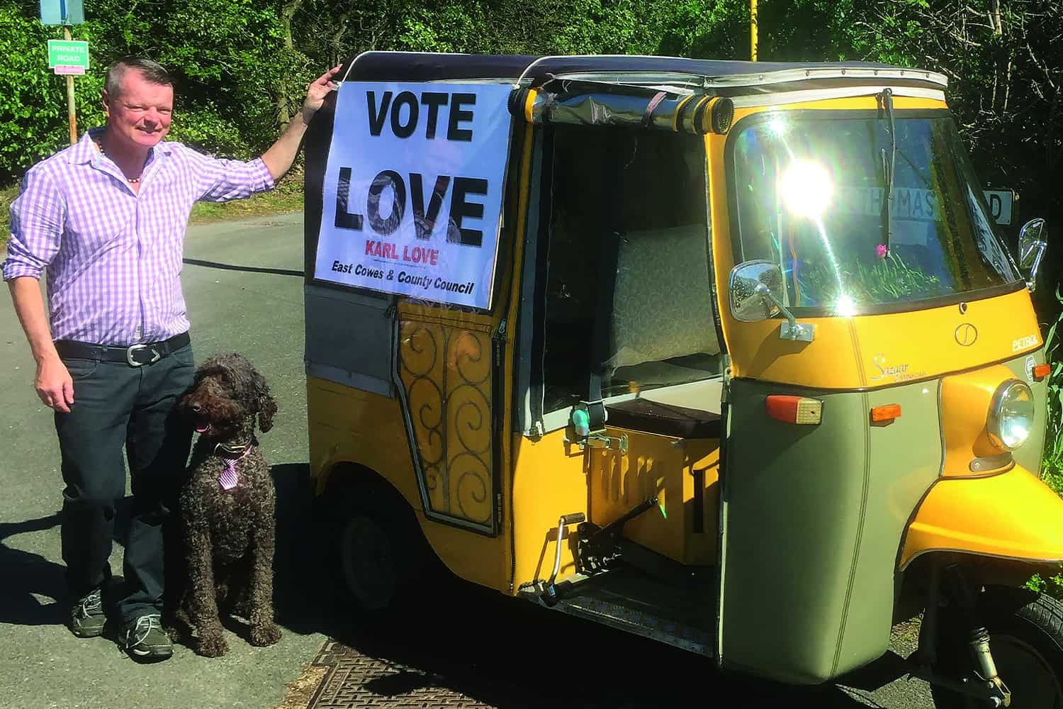 Cllr Karl Love out campaigning for election on the Isle of Wight.