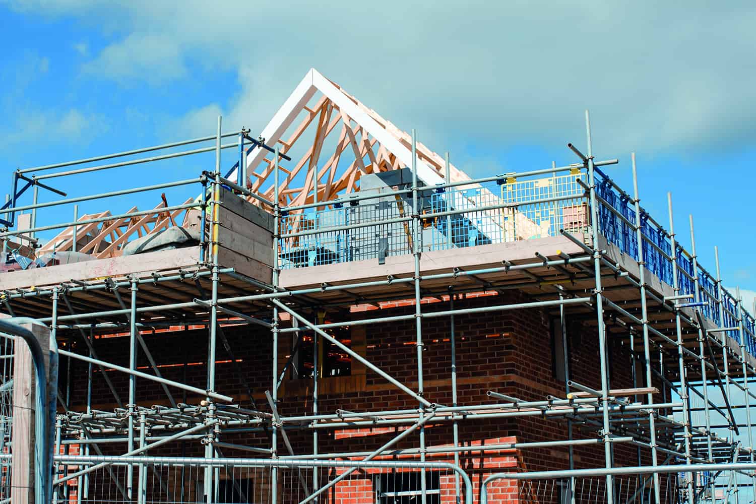 Scaffolding erected on a house.