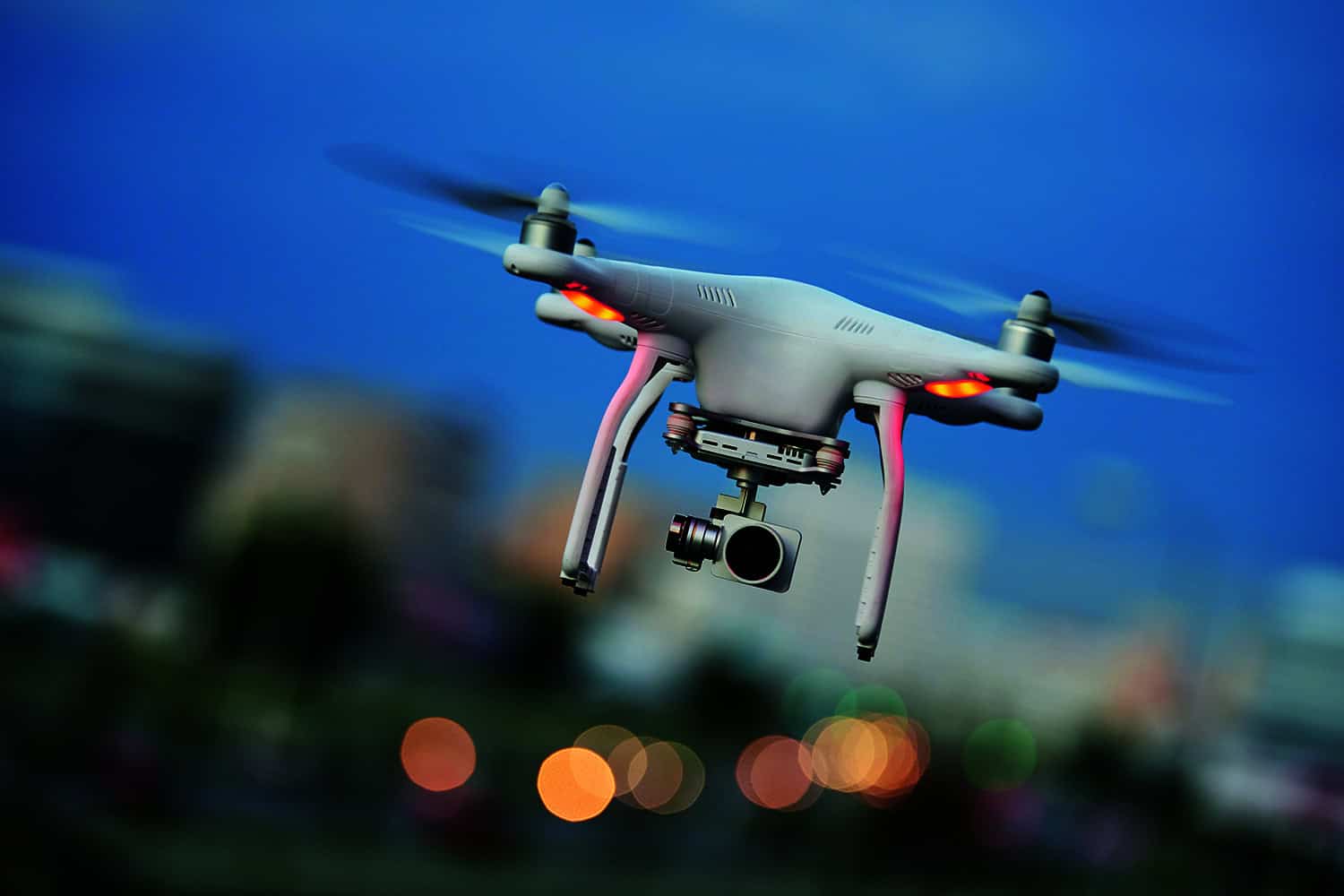 A drone flying through the sky