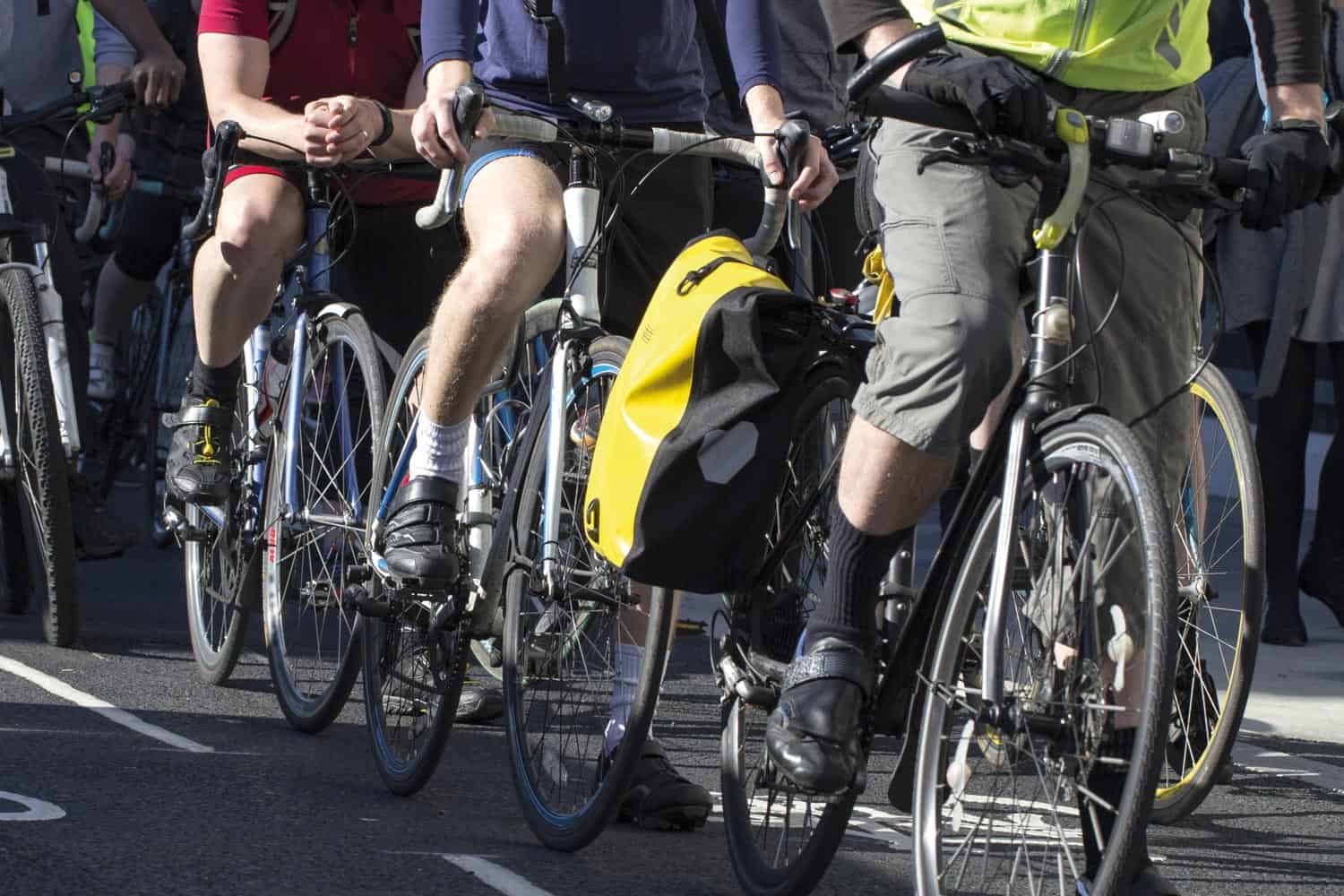 A group of cyclists on their bikes.