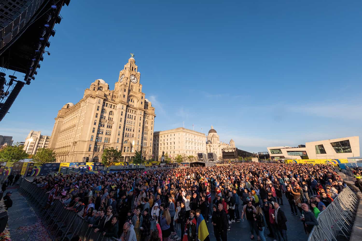 photos of crowds at outdoor events at Eurovision 2023 in Liverpool