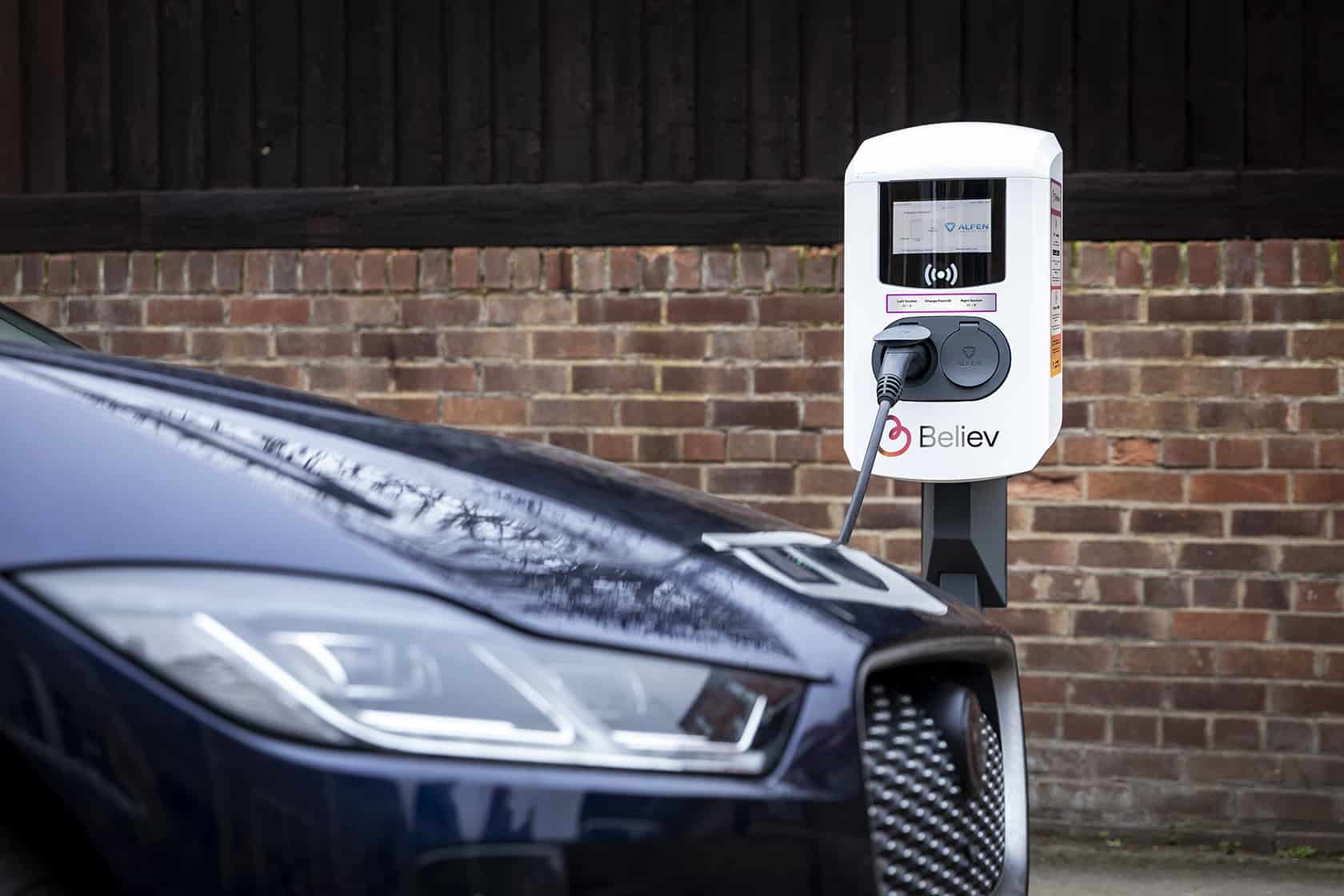 electric car being charged at a Believ station