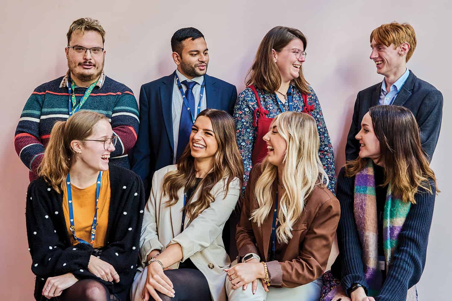 group of young people from Dorset Council’s early careers staff group, sat formally but chatting to each other informally, copyright Dorset Council