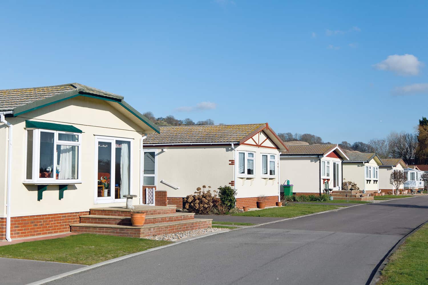 A row of bungalow detached houses