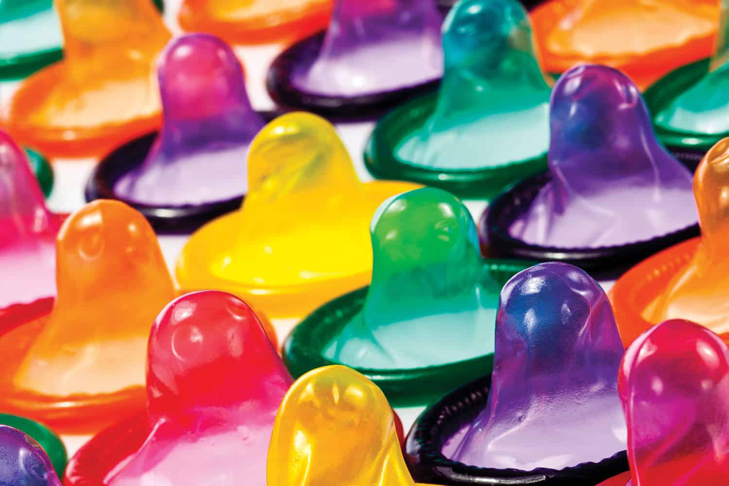 many colourful condoms