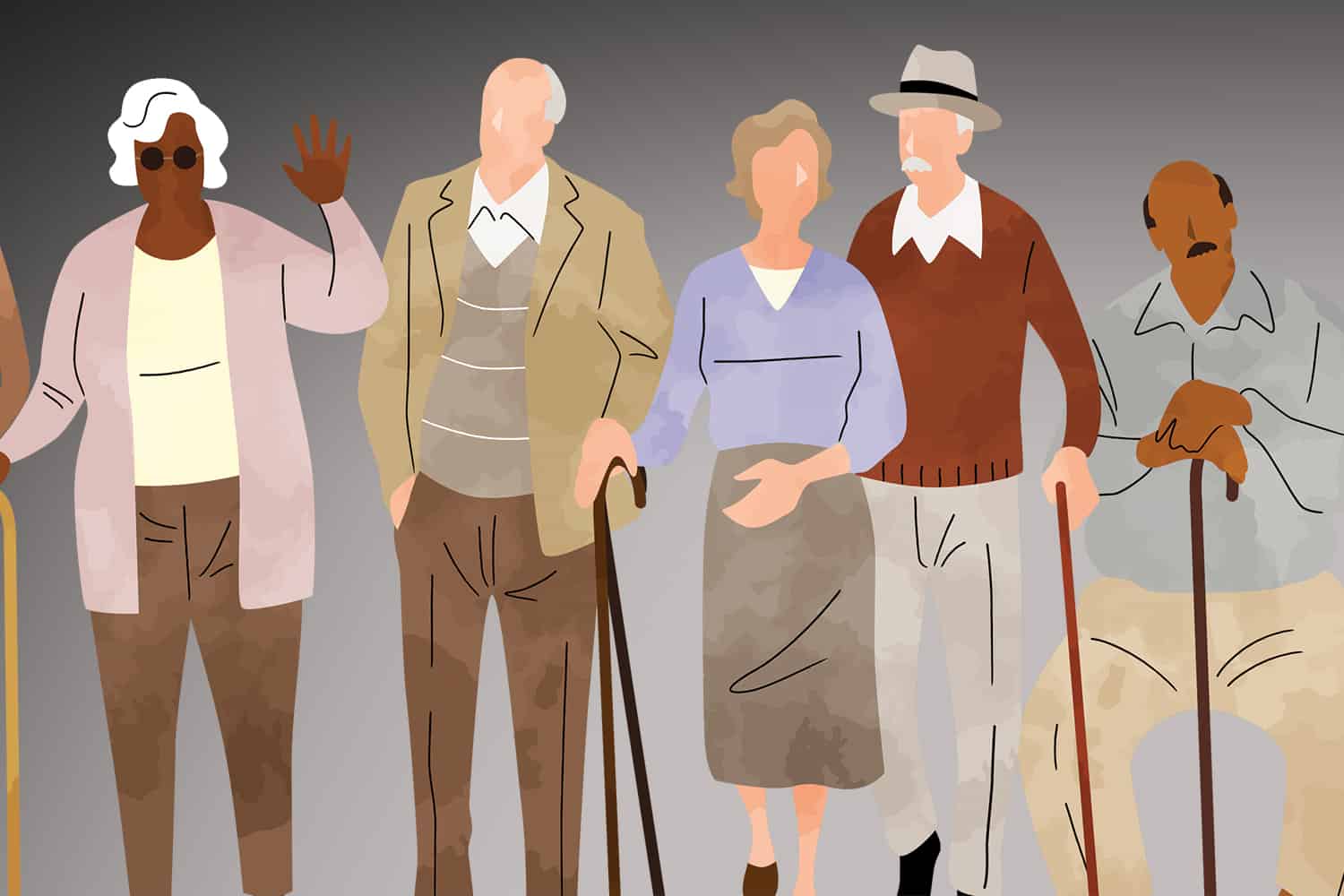 graphic of diverse group of older people
