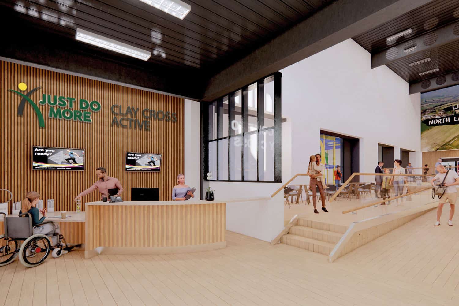 artist’s impression of reception area of Clay Cross Active, Derbyshire