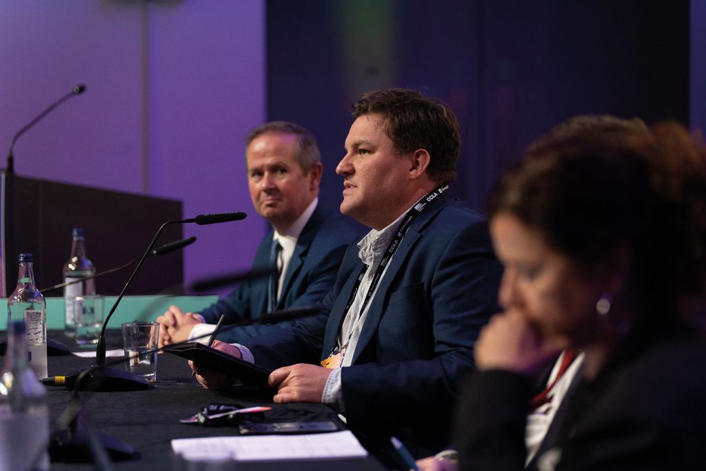 multiple photos of people at the LGA’s annual conference, including national politicians, delegates, other speakers, exhibitors, LGA political group leaders, conference dinners and receptions, copyright LGA/Joe Outterside
