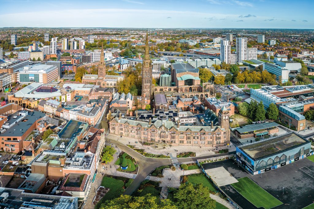 aerial view of Coventry city centre