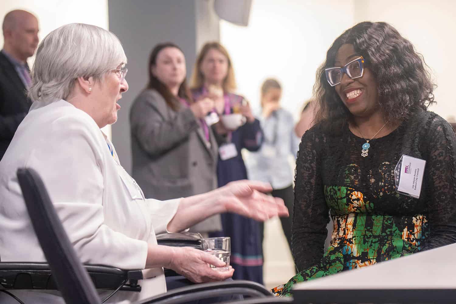 photo of Baroness Sal Brinton and Cllr Hilaria Asumu, of Salford City Council, at a recent meeting of the Local Government Disability Champions Network